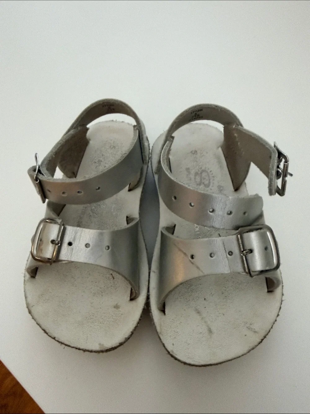 Sun-San Surfer Children's Shiny Silver Double-Buckle Sandals